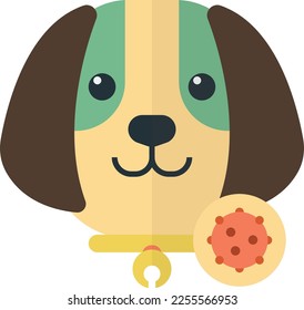 dog with virus illustration in minimal style isolated on background