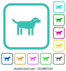 Dog vivid colored flat icons in curved borders on white background