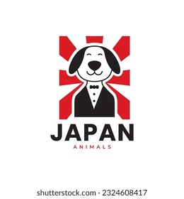 dog waiters pets japan culture mascot cartoon cute logo vector icon illustration