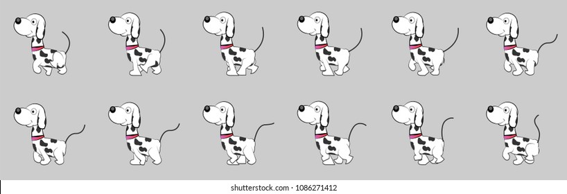 Dog Walk Cycle Animation Sprite Sheet