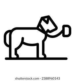 Vector de contorno de icono de caminata de perro. Correa de mascota. Aluminio