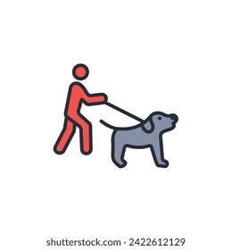 Dog walk icon. vector.Editable stroke.linear style sign for use web design,logo.Symbol illustration.