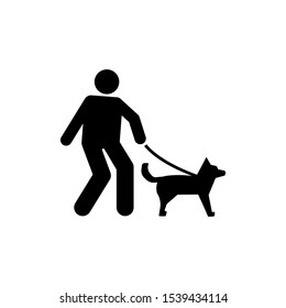 Dog walk man icon. Simple glyph pictogram vector of volunteer icons for ui and ux, website or mobile application
