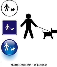 dog walk symbol sign and button