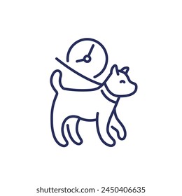 dog walk time icon, line vector