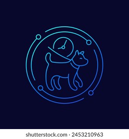 dog walk time icon, linear design