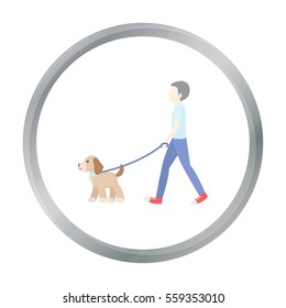 Dog walk vector icon in cartoon style for web