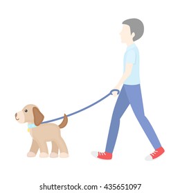 Dog walk vector illustration icon in cartoon design