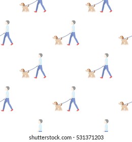 Dog walk vector illustration icon in cartoon design