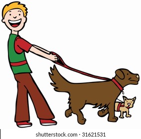 2,154 Man with two dogs Stock Illustrations, Images & Vectors ...