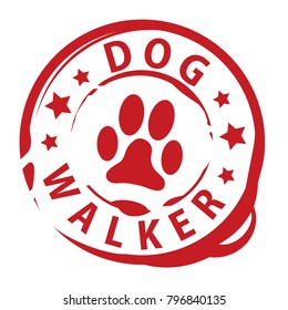 dog walker rubber stamp