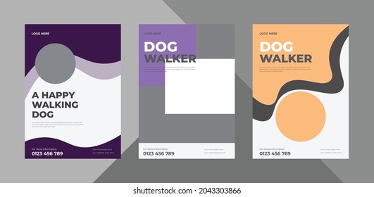 dog walker service flyer design. pet walking service poster leaflet design template.
bundle, a4 template, brochure design, cover, flyer, poster, print-ready