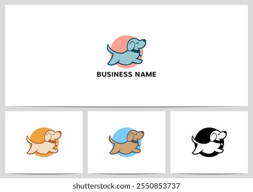 Dog Walking Cartoon Style Logo Design