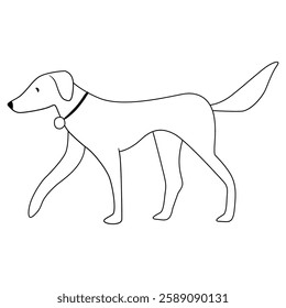 dog walking continuous drawing line art 