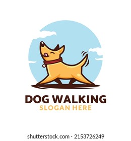 Dog Walking Fun Logo Template in Vector Illustration