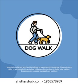 dog walking isolated vector logo icon, dog walking poster design template. Pet services logo design 