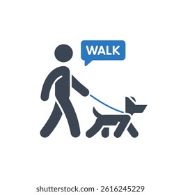 Dog Walking Leash Icon On White Background