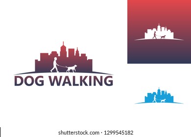 Dog Walking Logo Template Design Vector, Emblem, Design Concept, Creative Symbol, Icon