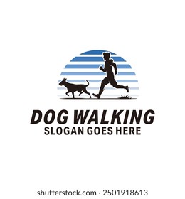 Dog Walking Logo Template Design Illustration