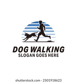 Ilustración de diseño de Plantilla de logotipo de perro caminando