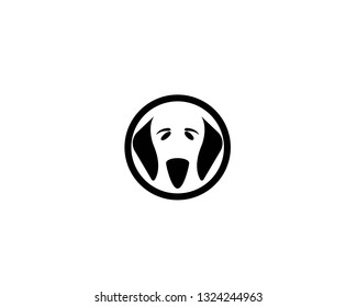 Dog walking logo template with sitting dog silhouette.-Vector
