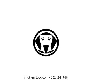 Dog walking logo template with sitting dog silhouette.-Vector
