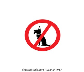 Dog walking logo template with sitting dog silhouette.-Vector
