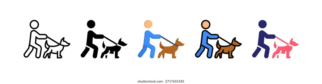 Colección Perro que camina el icono múltiple del estilo..