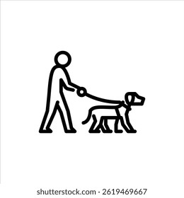 dog walking outline icon. stickman line art illustration.