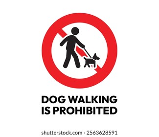 Dog Walking Prohibited Sign with Additional Notice, Essential for Public Safety and Compliance, High-Quality Vector Stock Image