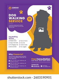 Dog walking services flyer design or Pet business poster design template