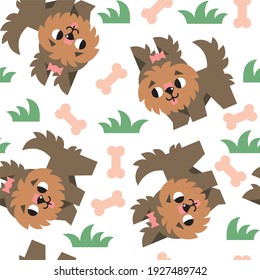 Dog walking terrier seamless pattern