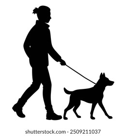 Dog walking vector illustration editable project.