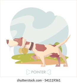 Dog walks in the park. Cartoon style. Vector collection.