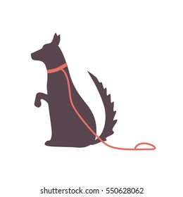 dog wants to walk silhouette with a collar