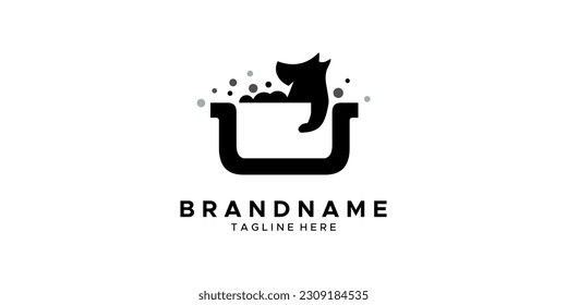 a dog wash themed graphic, white background. base vector graphics. svg