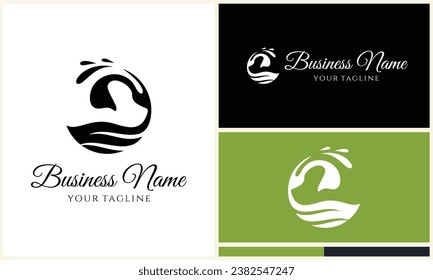 plantilla de logotipo de perro y agua
