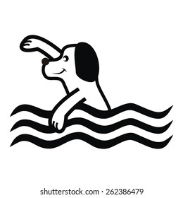 dog and water, vector icon, black silhouette