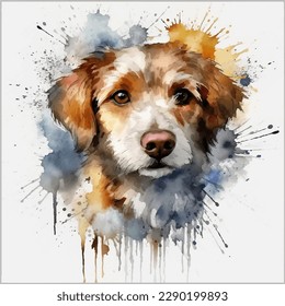 dog watercolor  Kooiker white background