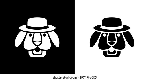 Dog wear hat line art logo, perfect for brand logos, business logos, icons or symbols.