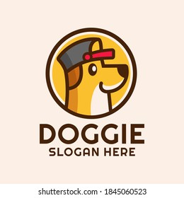 dog wear a hat logo design