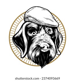 Dog wear Hat Vintage Vector illustration