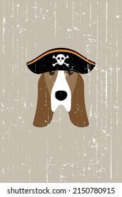 Dog wear pirate hat like a man, Fashion portrait of dog