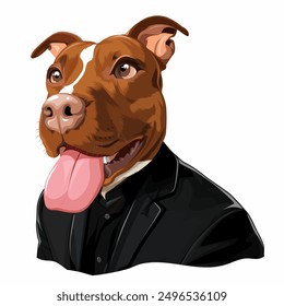 A dog wearing a black suit  vector illustration