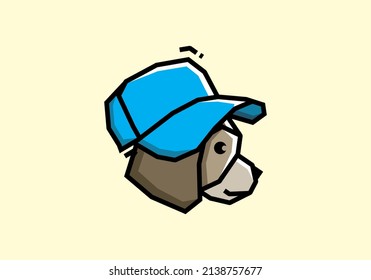 Dog wearing blue cap illustration design