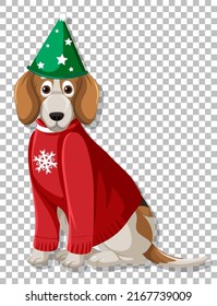 A dog wearing Christmas hat illustration