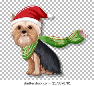 A dog wearing Christmas hat illustration