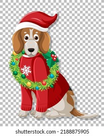 A dog wearing Christmas hat illustration