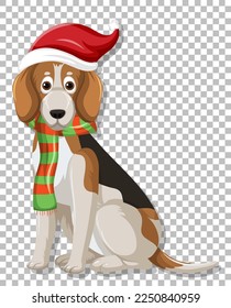 A dog wearing Christmas hat illustration