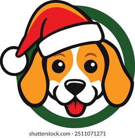 Dog wearing christmas hat illustration